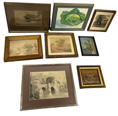 Lot 185 - A GROUP OF FRAMED WATERCOLOURS/OIL/PASTEL (8)...