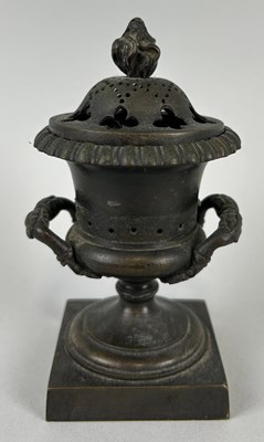 Lot 203 - A BRONZE CENSER IN THE FORM OF A CAMPAGNA URN,...