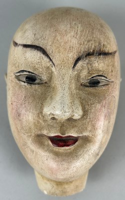 Lot 204 - A CHINESE PAINTED POTTERY MASK, 

16cm x 11cm