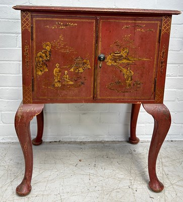 Lot 256 - A 20TH CENTURY RED LACQUERED CHINOISERIE...