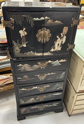 Lot 268 - A CHINESE BLACK LACQUERED CHEST OF DRAWERS,...