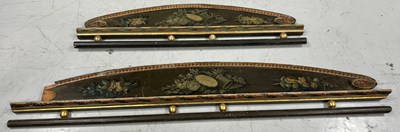 Lot 274 - TWO ANTIQUE CURTAIN PELMETS WITH GILT WOOD...