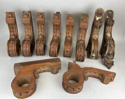 Lot 280 - A GROUP OF TEN ARCHITECTURAL WOODEN ELEMENTS,...