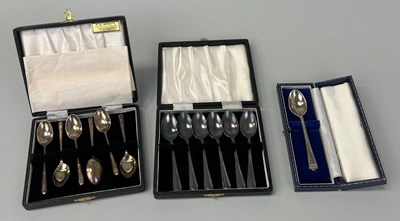 Lot 311 - THREE CASES OF SILVER TEA SPOONS