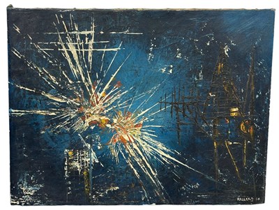 Lot 340 - AN OIL PAINTING ON CANVAS TITLED 'ABSTRACT IN...