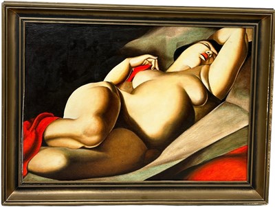 Lot 353 - AFTER TAMARA DE LEMPICKA: AN OIL PAINTING ON...