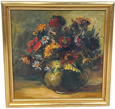 Lot 365 - AN OIL PAINTING ON CANVAS DEPICTING A STILL...