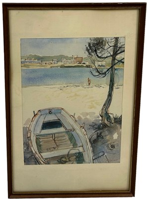 Lot 366 - A PEN DRAWING AND WATERCOLOUR PAINTING ON...