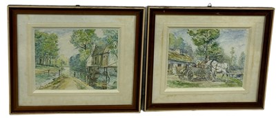 Lot 373 - POLISH SCHOOL: A PAIR OF SIMILAR WATERCOLOUR...