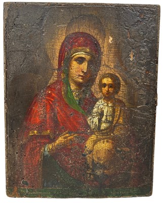 Lot 377 - AN ORTHODOX ICON, OIL PAINTING ON PANEL...