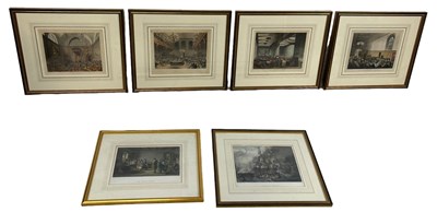 Lot 391 - A GROUP OF SIX HAND COLOURED ENGRAVINGS FOUR...