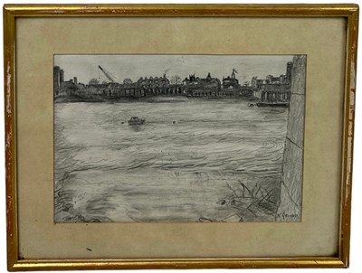 Lot 408 - W.GREAVES: A PENCIL DRWAING DEPICTING A RIVER...