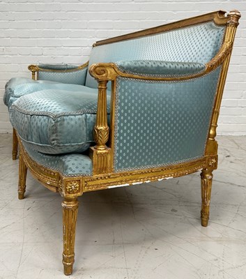 Lot 466 - A 19TH CENTURY FRENCH GILT WOOD CANAPE...