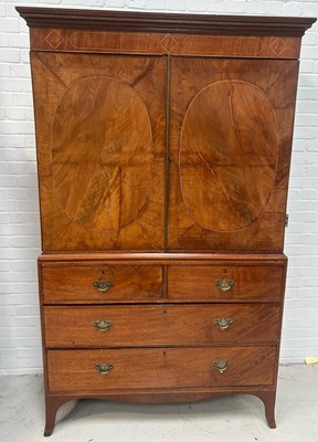 Lot 468 - A GEORGIAN MAHOGANY LINEN PRESS, 

204cm x...