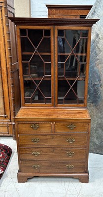 Lot 469 - A GEORGIAN MAHOGANY BOOKCASE ON CHEST, 

167cm...