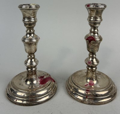 Lot 300 - A PAIR OF STERLING SILVER FILLED CANDLESTICKS (2)