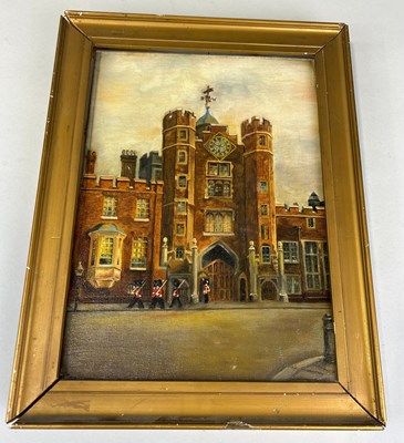 Lot 505 - AN OIL PAINTING ON CAVAS DEPICTING BEEFEATERS...