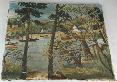 Lot 506 - AN OIL ON CANVAS PAINTING DEPICTING A LAKE...