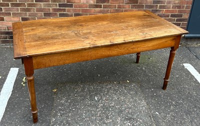 Lot 517 - A 19TH CENTURY FRUITWOOD FARMHOUSE TABLE WITH...