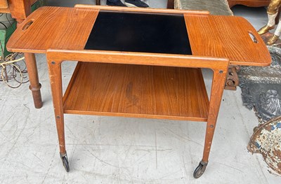 Lot 523 - A TEAK MID CENTURY DRINKS TROLLEY, 

100cm x...