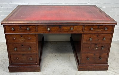 Lot 526 - HOLLAND AND SONS: A MAHOGANY PARTNERS DESK...