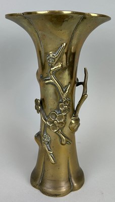 Lot 535 - A CHINESE BRASS VASE WITH FLOWERS, 

27cm H