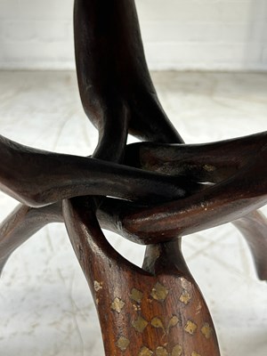 Lot 542 - A MOROCCAN BRASS TABLE WITH BRASS INLAID...