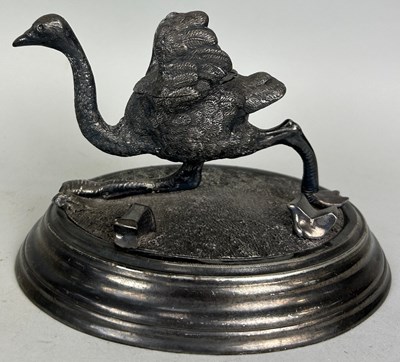 Lot 601 - JAMES DEAKIN: A SILVER PLATED EMU INKWELL,...