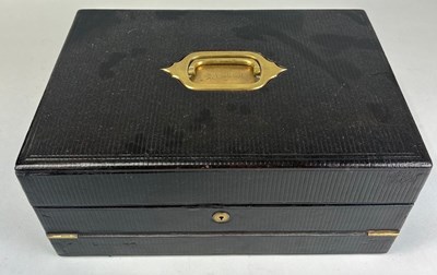 Lot 604 - AN ANTIQUE LEATHER WRITING SLOPE, 

42cm x...