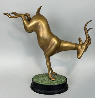 Lot 608 - A HOLLYWOOD REGENCY DESIGN BRONZE KUDU ON...