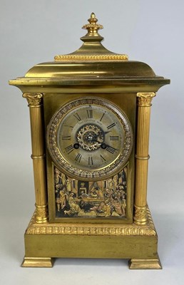 Lot 633 - A GILT MANTLE CLOCK MARKED FOR THOMAS...