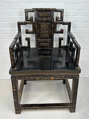 Lot 648 - AN EARLY 20TH CENTURY CHINESE BLACK LACQUERED...