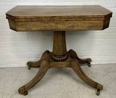 Lot 659 - A REGENCY PERIOD ROSEWOOD CARD TABLE WITH...