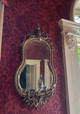 Lot 2 - A 19TH CENTURY GILT WOOD GIRANDOLE WALL MIRROR,...