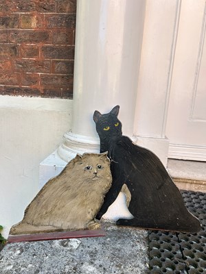 Lot 9 - TWO PAINTED WOODEN CAT DUMMY BOARDS

Largest...