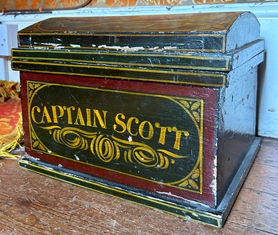 Lot 29 - NAVAL INTEREST: A WOODEN BOX PAINTED 'CAPTAIN...