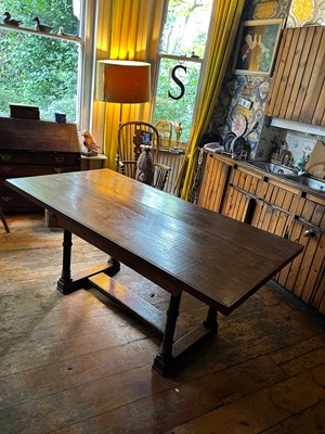 Lot 53 - AN OAK REFRECTORY TABLE, 

180cm x 90cm x 75cm