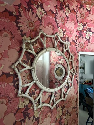 Lot 59 - A MID CENTURY PAINTED WHITE BAMBOO MIRROR,...