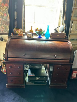 Lot 76 - A VICTORIAN MAHOGANY ROLL TOP DESK, 

137cm x...