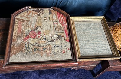 Lot 82 - AN 18TH CENTURY SAMPLER ALONG WITH A 19TH...