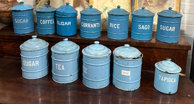 Lot 99 - KITCHENALIA: A COLLECTION OF TWELVE TINS...