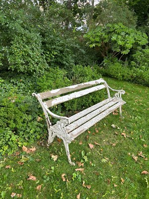 Lot 111 - A LARGE ANTIQUE WHITE GARDEN BENCH, 

192cm x...