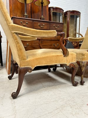 Lot 114 - A PAIR OF GAINSBOROUGH OPEN ARMCHAIRS POSSIBLY...