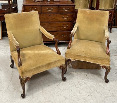 Lot 114 - A PAIR OF GAINSBOROUGH OPEN ARMCHAIRS POSSIBLY...