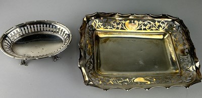 Lot 121 - A SILVER TRAY ALONG WITH A SILVER DISH...