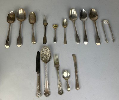 Lot 149 - A COLLECTION OF ANTIQUE SILVER CUTLERY (TOP...