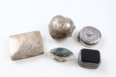 Lot 177 - FIVE 800, 900 AND 925 STERLING SILVER PILL OR...