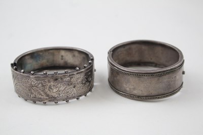 Lot 185 - TWO SILVER ANTIQUE BANGLES INCLUDING ETCHED...