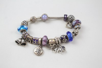 Lot 186 - SILVER PANDORA CHARM BRACELET AND CHARMS...