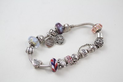 Lot 187 - SILVER PANDORA CHARM BRACELET AND CHARMS...